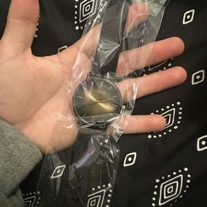 Black and Gold Mesh Strap Watch